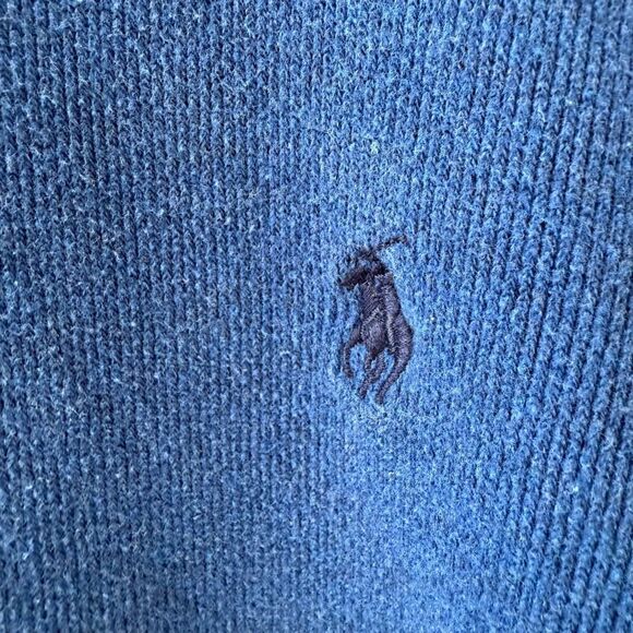 Polo Ralph Lauren Blue Cotton Quarter Zip Sweater L Tall - Picture 5 of 8